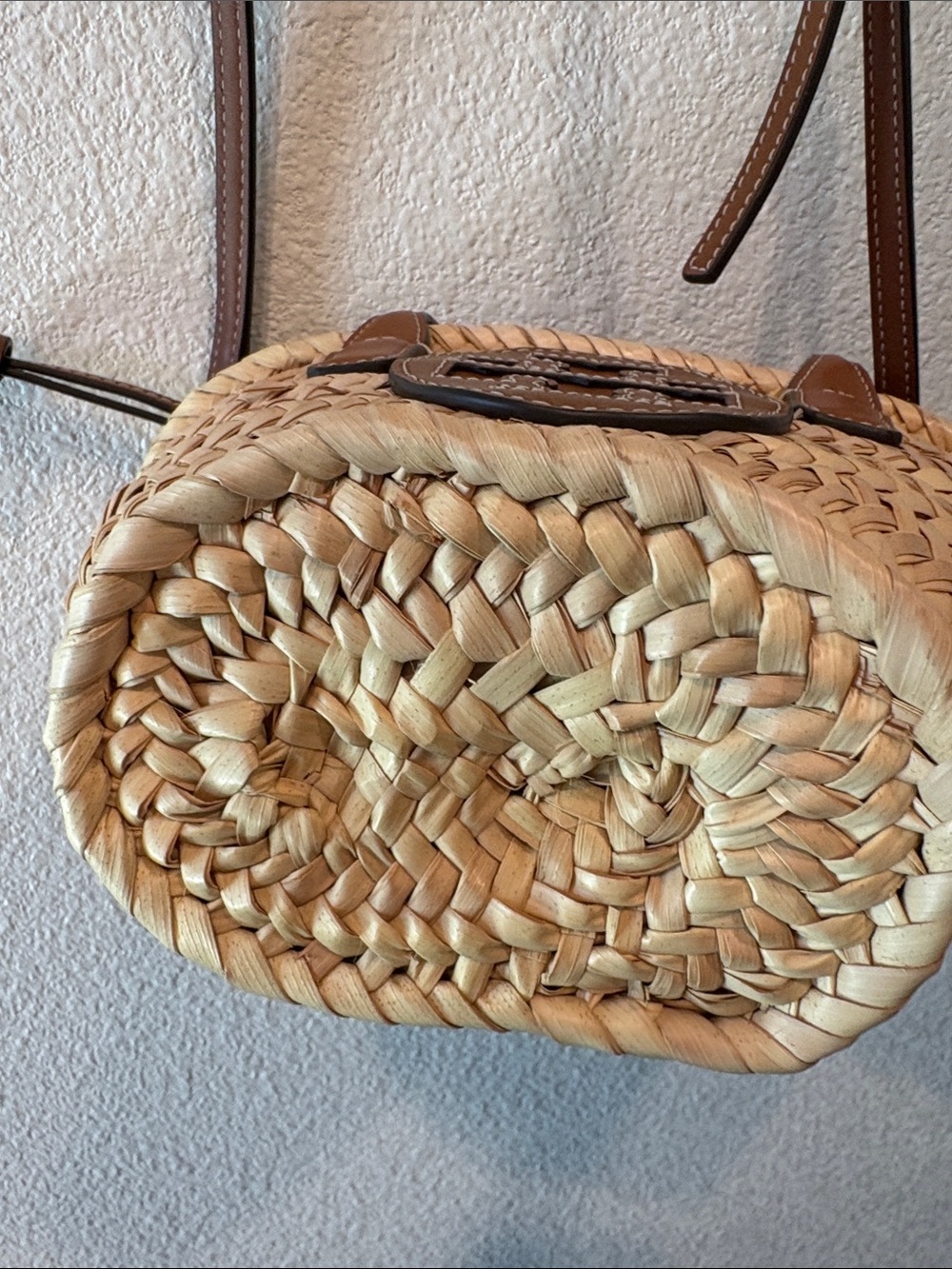 Tory Burch Natural Woven Straw Tote with Brown Leather Trim - Picture 2 of 12